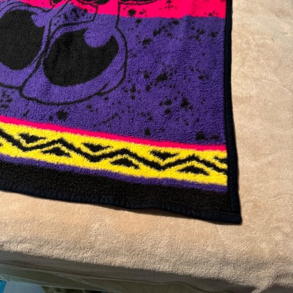 VINTAGE BIEDERLACK MINNIE MOUSE BLANKET pink purple black THROW DISNEY 52” x  68 - Picture 8 of 11